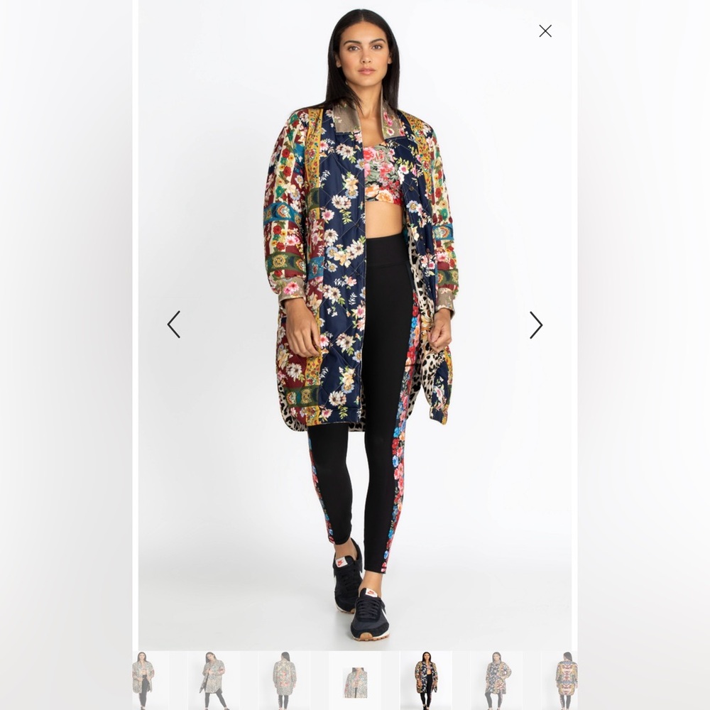 Johnny Was Reversible Cheetah Laurie Puffer Jacket Coat Floral XL